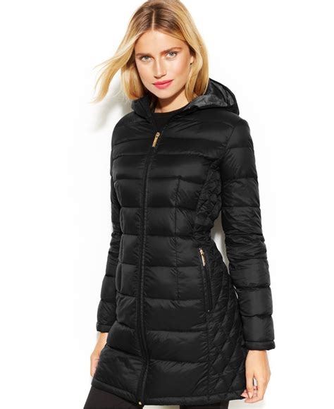 michael kors packable hooded quilted down jacket|Michael Kors packable down fill.